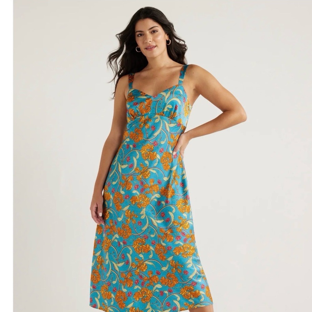 Sofia by Sofia Vergara Vibrant Blue and Orange Midi Dress